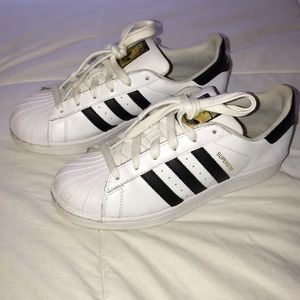 Adidas Black/White Superstar Classic Sneakers